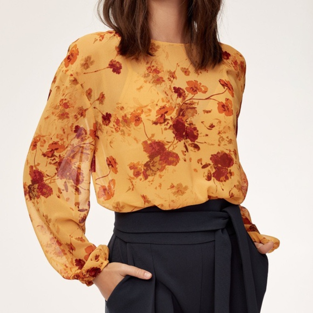 Aritzia Wilfred ‘Talmont’ long sleeve floral layered bodysuit, size L - Picture 2 of 12